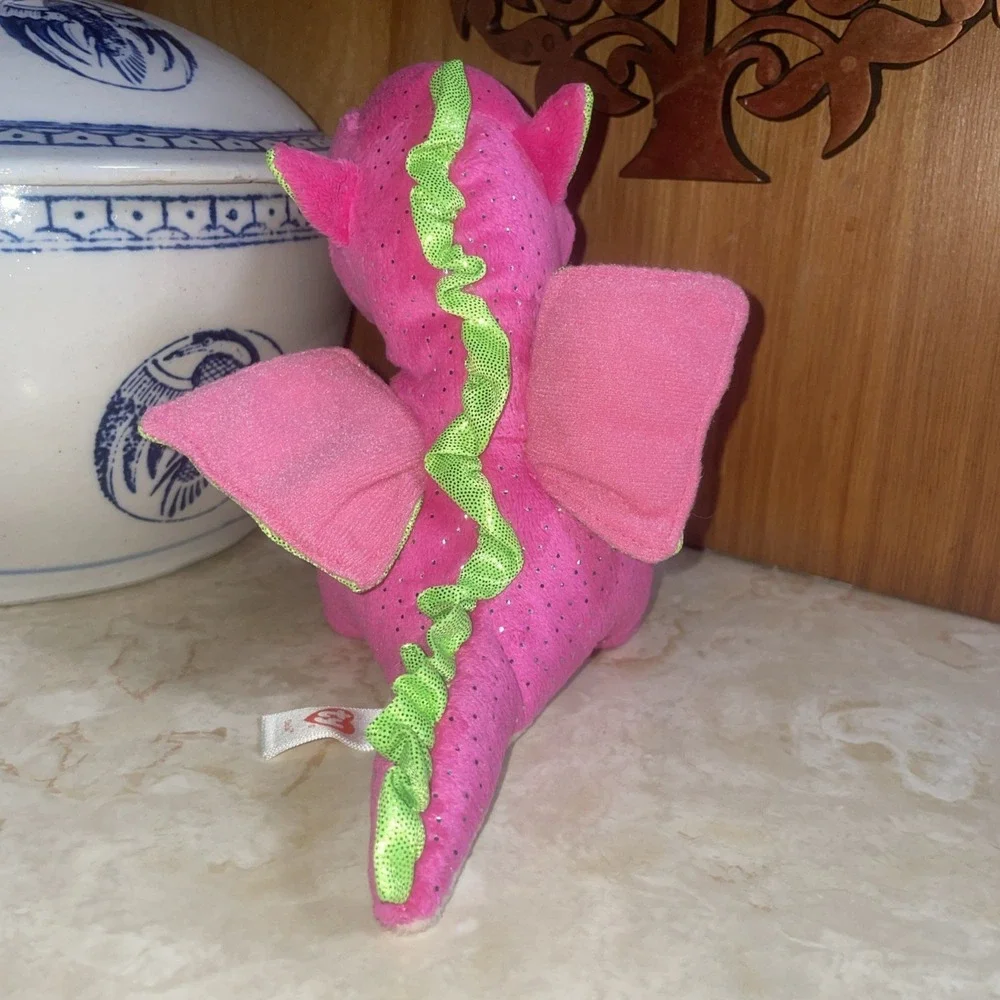 2016 Ty Darla Dragon Sparkle Eyes Foil Wings Neon Pink & Green‎ 6